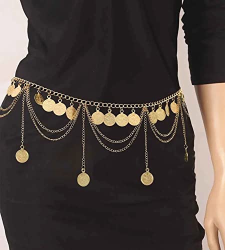 Gold Silver Coin Pendant Waist Chain Tassel Layered Chain Belt Waist Jewelry for Women4