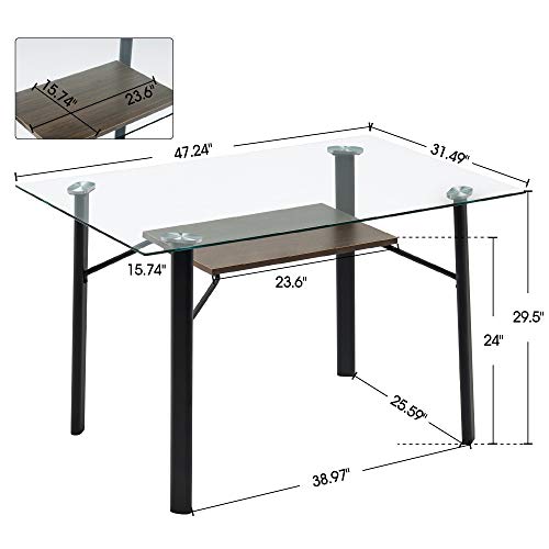 image for Ivinta Modern Glass Dining Table Kitchen Table for 4/6 Rectangular Din