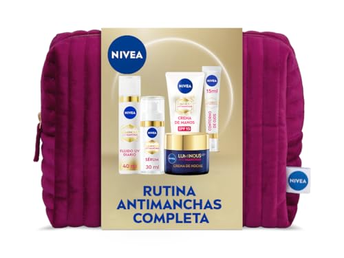 NIVEA Cellular Luminous630 - Pack de Regalo Tratamiento Completo Antimanchas - Día 40 ml, Noche 50 ml, Sérum 30 ml, Contorno de Ojos 15 ml y Manos 50 ml - Todo Tipo de Piel