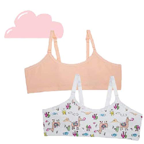 Kit com 2 Sutiã Top Miss DelRio 40309 Tamanho Médio de 7 a 9 anos (M de 7 a 9 anos, Pêssego e Branco
