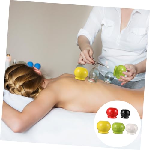 Set profesional de ventosas al vacío de 5 piezas, kit colorido para terapia de ventosas con succión ajustable y fondo hundido, ideal para masajes y alivio del dolor, apto para uso doméstico o en spa miniatura 2