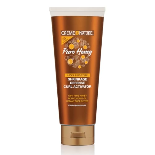 Creme of Nature Pure Honey Define Shrinkage Defense Curl Activator, Moisture-Rich Formula with Coconut Oil & Shea Butter, For Dry, Dehydrated Hair 10.5 oz