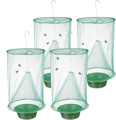 4pcs Trampa de Mosca Colgante, Catcher de Mosca, Trampa Mosca Plegable al Aire Libre, Bolsa Mosca Colgante, para Exteriores, jardín,Restaurante, sin Cebo,Tapa de plástico (4PCS)