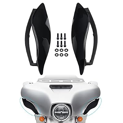 Black Adjustable Wind Deflectors Upper Fairing Air Deflectors Compatible with Harley Davidson 2014-2024 Street, Electra Glide, Ultra Limited, Tri Glide, CVO Fairing Side Wing Windshield