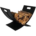 Sunnydaze 30-Inch Outdoor Firewood Log Rack - Heavy-Duty Black Powder Coated Steel Construction