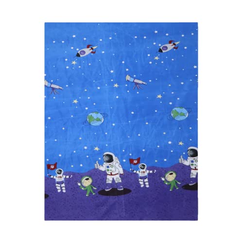 Image of Elastic Fitted Bedsheet with 2 Pillow Covers | 200TC Cotton Printed Bedsheet for Kids | Combo Bedsheet with One Double Bed Bedsheet and One Single Bed Bedsheet, Pack of 2 (Blue)