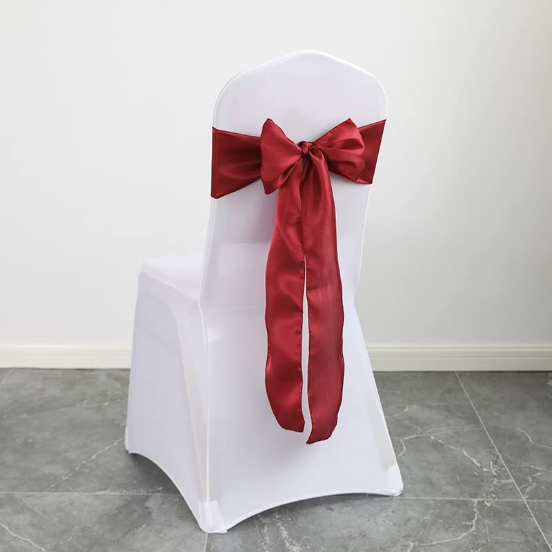 10 pezzi Coprisedie Coprisedie Arco nuziale Decorazione Nodi Eventi Forniture matrimoniali Banchetto Decorazione posteriore Fiocco floreale Nastro Cintura in raso-,10 pezzi