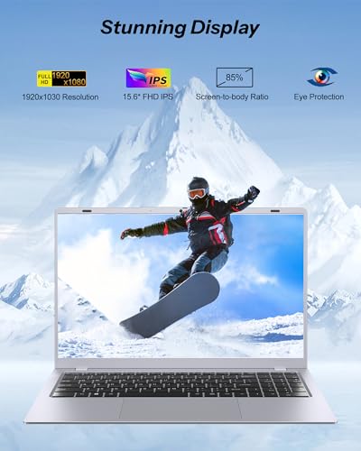 Image of 15.6 Inch Laptop Computer, 12GB RAM 256GB SSD Lap Top, Pentium 6500Y Processor (Up to 3.4GHz), FHD Display, Fast Charging, Long Battery Life, Laptop for Business Home Student