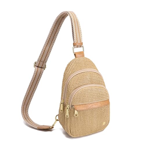RFID Straw Woven Sling Bag