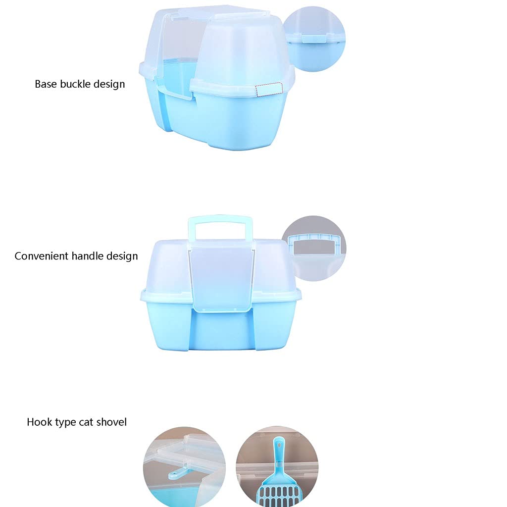 Lettiera per Gatti Completamente Chiuso Triangolare Cat Lettiera Box Cat Toilet Deodorante Extra Ampia Big Breaspat Cat Letter Box Angolo Cat Lettiera Toilette per Gatti (Color : Blue)