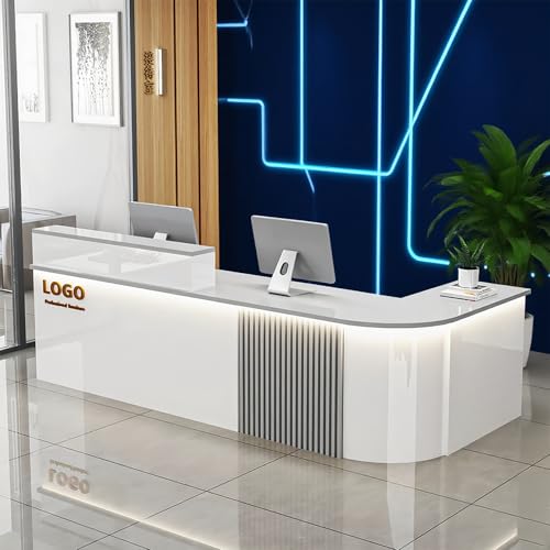 Reception Desk with Counterr, Lockable Drawers and Storage,Shopping Mall Office Cashier Receptionist Desk for Receptionists in Offices, Retail Stores, Lobbies, Shops