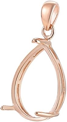 Solid 925 Sterling Silver Teardrop Cabochon Bezel Prong Pendant Settings Cabochon Pendant Base Tray for Jewelry Making Accessories