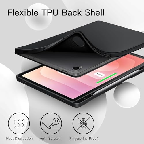 Image of TechTrendz Smart Trifold Flip Case for Samsung Galaxy Tab S11 11 inch [SM-X730, SM-X736] Support S Pen Magnetic Attachment Shockproof Trifold Stand Flip Cover Tab S11 Auto Wake /Sleep (Black)