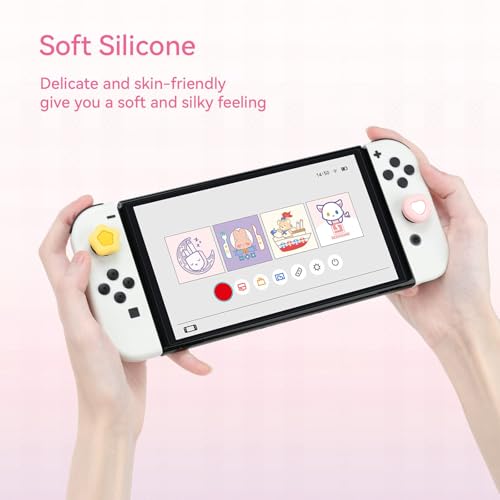 GeekShare Cute Silicone Joy Con Thumb Grip Caps, Joystick Cover Compatible with Switch/OLED/Switch Lite,4PCS - Cream Heart - Image 5