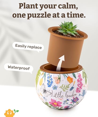 Image of PieceRelax 3D Puzzle Planter 80 Pieces - Flower Pot - Little Garden, for Mom, Home Decor Flower Pots for Indoor Cactus, Succulents Pots [K1116]