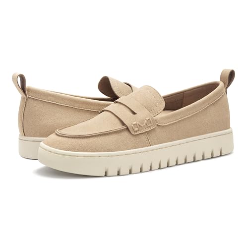 Image of PARTY Loafers for Women, Comfortable Women's Loafers, Casual Dress and Work Slip-Ons, Sand, 9