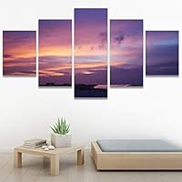 SIGNWIN 5 Panel Canvas Wall Art Modern Art Coastal Colorful Multicolor Photography Romantics Sunset for Home Decorations Ready to Hang - 60