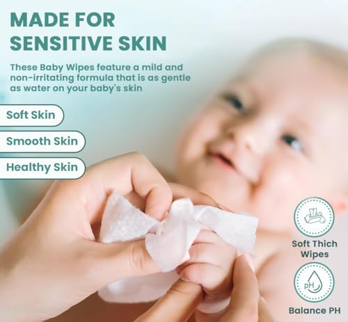 Image of [ ] GLIDER Baby Wipes | 25 Wipes /Pack | Soft and Thick with 98% Water | Aloe Vera & Vitamin E | (Pack of 4 (100 Wipes)