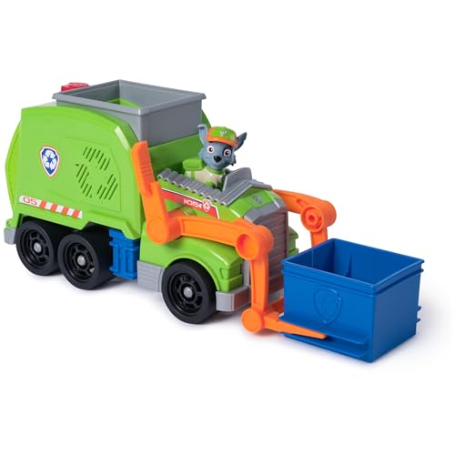 Paw Patrol - Pat Patrouille - Camion de Recyclage Rocky - 75% Plastique Recyclé - Camion Enfant Et 1 Figurine - Véhicule Voiture - Pat Patrouille Véhicule -...