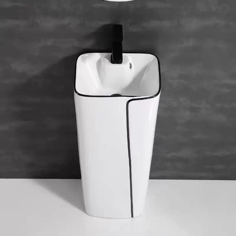 Image of B Backline Ceramic Pedestal Wash Basin | Free Standing Basins For Bathroom & Living Room 43 X 36 X 83 Cm (White Glossy) (7 Years Color Warrenty)