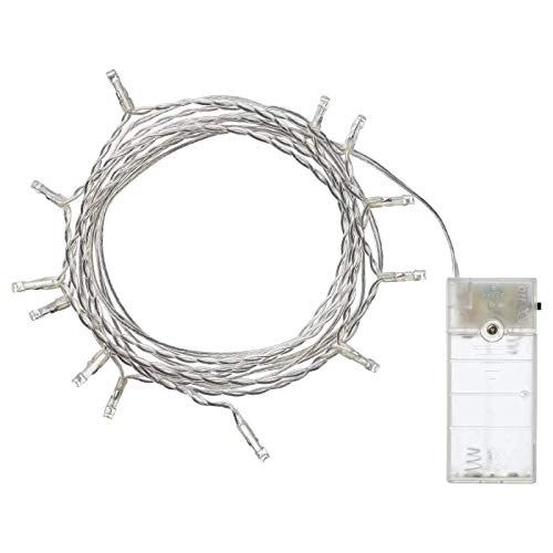IKEA.. 304.210.23 Ledfyr - Cadena de luces LED con 12 luces, interior, funciona con pilas, color plateado