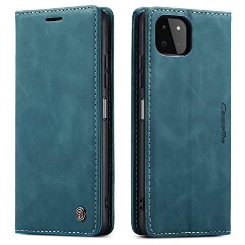 Funda Libro Ququcheng123 para Samsung Galaxy A22 5G con Tapa de Cuero y Soporte Plegable-Azul Cover