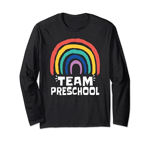 TEAM PRESCHOOL Shirt Rainbow Pre-K School Teacher Student Maglia a Manica