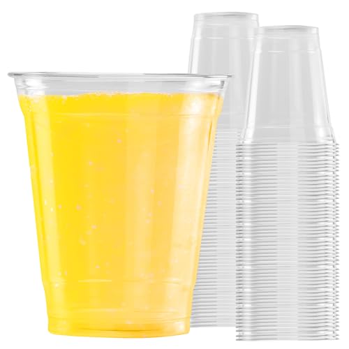 Sabco - 50pcs Milkshake Cups - Clear Plastic Smoothie Cups - Ideal For Milkshake Frappe Juice Smoothie Boba Iced Tea Coffee Beer Drink Slush - Perfect For Takeaway & Restaurants. (10oz)