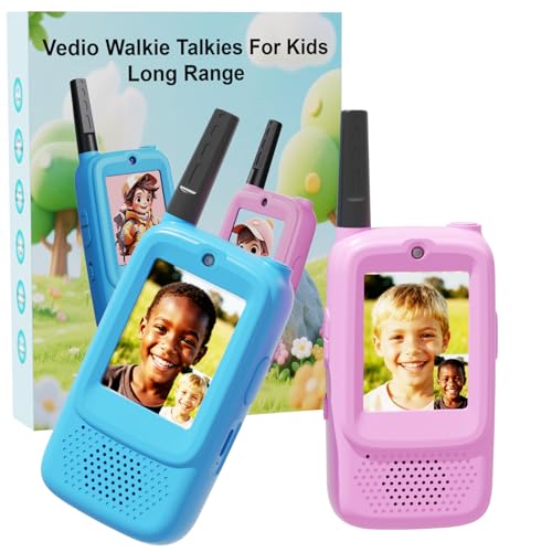 Video Walkie Talkies for Kids with HD Camera - 2 Pack Rechargeable Kids Video Intercom,Video Switch Voice Chat | 1000ft Long Range for Indoor,Outdoor,Camping | Toys Gift for Boys Girls Ages 3-12