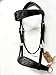 AMAZING HORSE STUFF Sidepull Bitless Bridle with Designer Hand Carving On Brow & Noseband Oval Shaped Full Black (Cob)