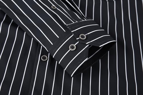 Alex Vando Mens Button Down Shirts Wrinkle Free 4-Way Stretch Print Business Casual Shirt