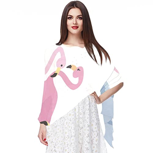 Écharpe flamant rose en mousseline pour femme foulard long