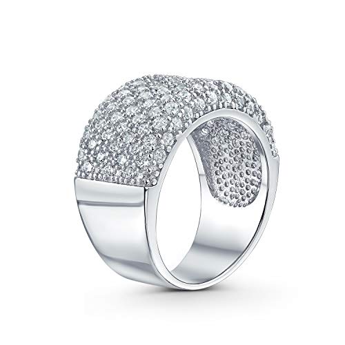 Anillo de aniversario de plata con pavé de media eternidad 2
