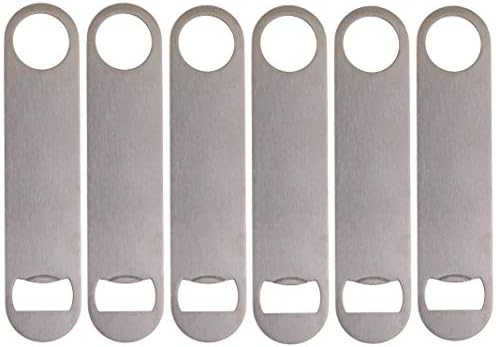 Morcte 12-Pack Heavy Duty Stainless Steel Flat Bottle Openers (Black) - For Bars, Restaurants, Kitchen