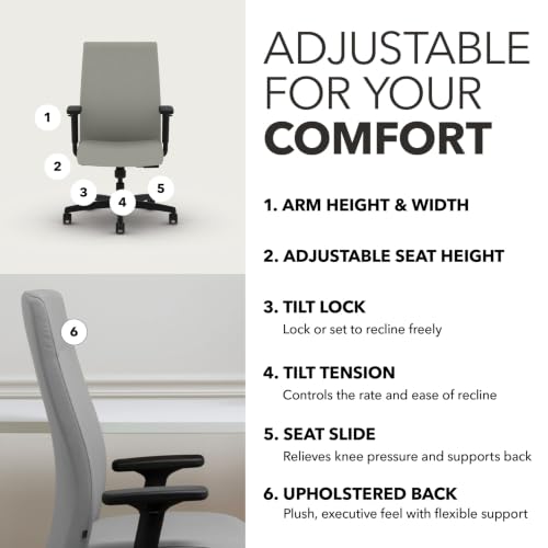Image of HON Ignition 2.0 Ergonomic Office Chair, Lumbar Support, Desk Chair, Fog