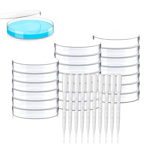 YINZZTRY Transparente Sterilisierte Petrischalen, 60MM Petrischale Kunststoff, Labor kulturschale, Für