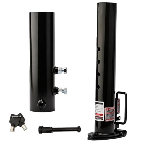 springcraze Heavy Duty Gooseneck Trailer Coupler Fifth Wheel Hitch Adapter with 2-5/16 gooseneck Ball 8 Vertical Adjustment Range Round Tube Heavy-Duty Gooseneck Hitch with Load Pin-30 000 LBS