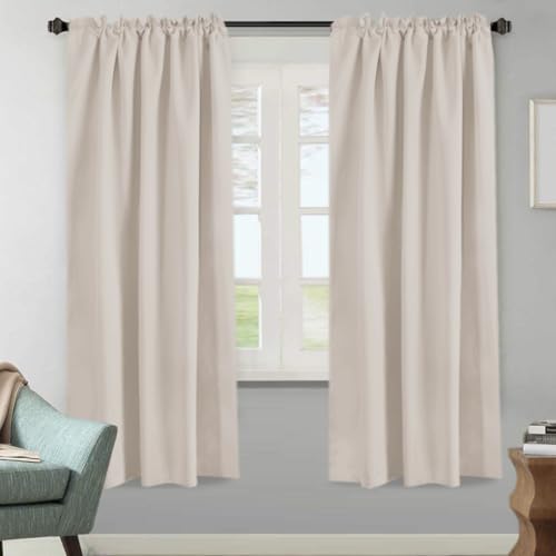 Image of H.VERSAILTEX Blackout Curtains Thermal Insulated Window Treatment Panels Room Darkening Blackout Drapes for Living Room Back Tab /Rod Pocket Bedroom Draperies (2 Panels, Natural, 52 x 72 Inch)
