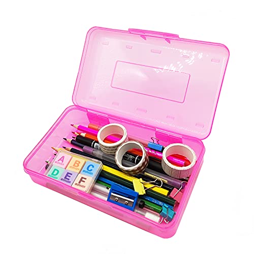 Nuozme plastic translucent pencil box for kids, large capacity pe…