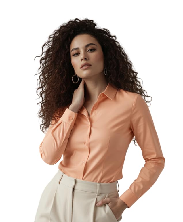 modny Women Formal Cotton Shirt | Full Sleeve Regular Fit with V-Shape Collar | Stylish Casual & Office Wear Shirt | Available in Plus Sizes-picture-31