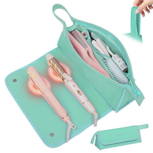 Hair Tools Travel Bag and Heat Resistant Mat, 2 in 1 Portable Org...