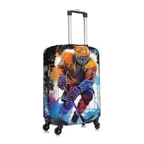 ice hockey Sports abstract art Colorful Elastic Travel Luggage Cover Travel Suitcase Cover for Trunk Case 19''-32'' Luggage Protective Cover3