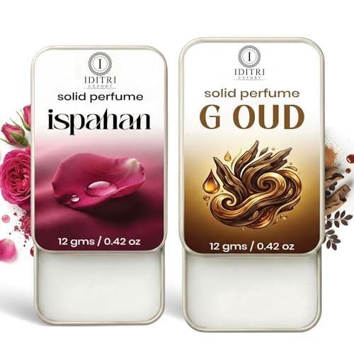 Image of Solid Perfume |G oud&Ispahan Alcohol Free Wax Perfume Balm, Long Lasting | Pocket Tin 12g, Pack Of 2| Non Greasy Smooth Glide, Travel Friendly Men And Women