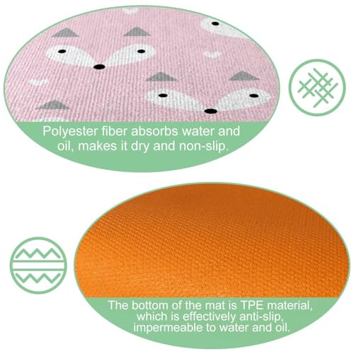 Tapis de cuisine lavable et absorbant avec motif renard pastel moderne - 6