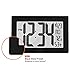 MARATHON Atomic Wall Clock with Stand, Black Frame/Black Stainless Steel Finish - Large, 9-Inch Display - AM/PM or 24-Hour Time Format, 8 Time Zones & Indoor Temperature - Two AA Batteries Included