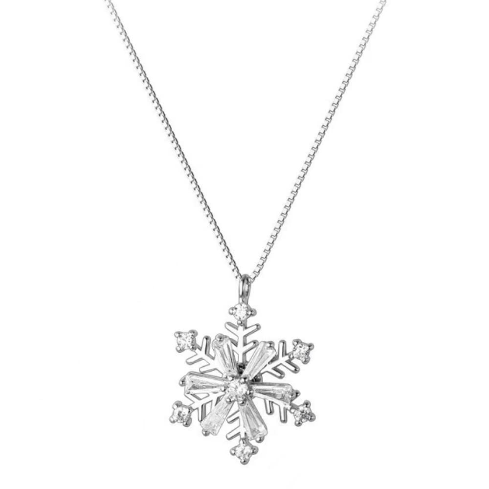 hanaiette Snowflake necklace Rotating little snowflake pendant Ladies snowflake necklace Snowflake gift for girls
