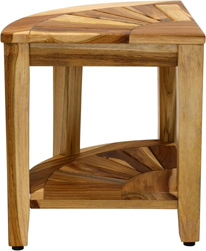 Image of AquaTeak Kai Clear-Shield Corner 15.5 inch Teak Shower Bench