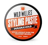 Wild Willies Beard Styling Paste - Men's Grooming Balm with Durable Medium Hold, Hydrates & Tames Flyaway Facial Hair - Non-Greasy, Matte Finish Beard Cream - Essential Beard Care for Men, 2 fl oz