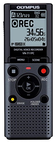 Olympus VN-711PC Voice Recorder with Flash 2GB Memory, WMA and Up to 72 Hours Battery Life - Grey