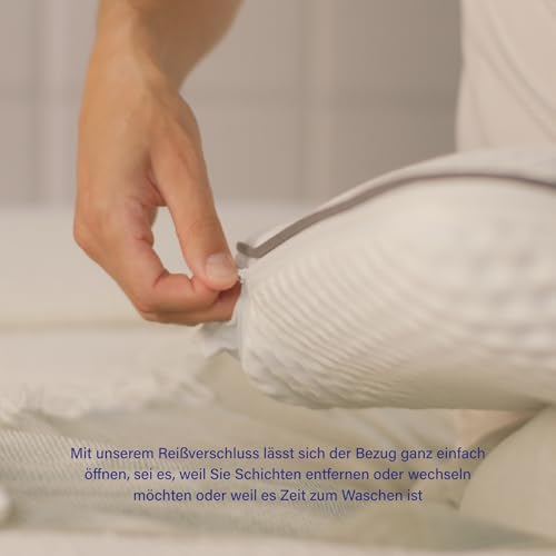 Emma Premium Stützkissen 80x40 – Ergonomisches Nackenkissen mit Thermosync Technologie – Kühlendes Memory Foam Kopfkissen, Höhenverstellbar für Seiten-, Rücken- & Bauchschläfer – Waschbarer Bezug